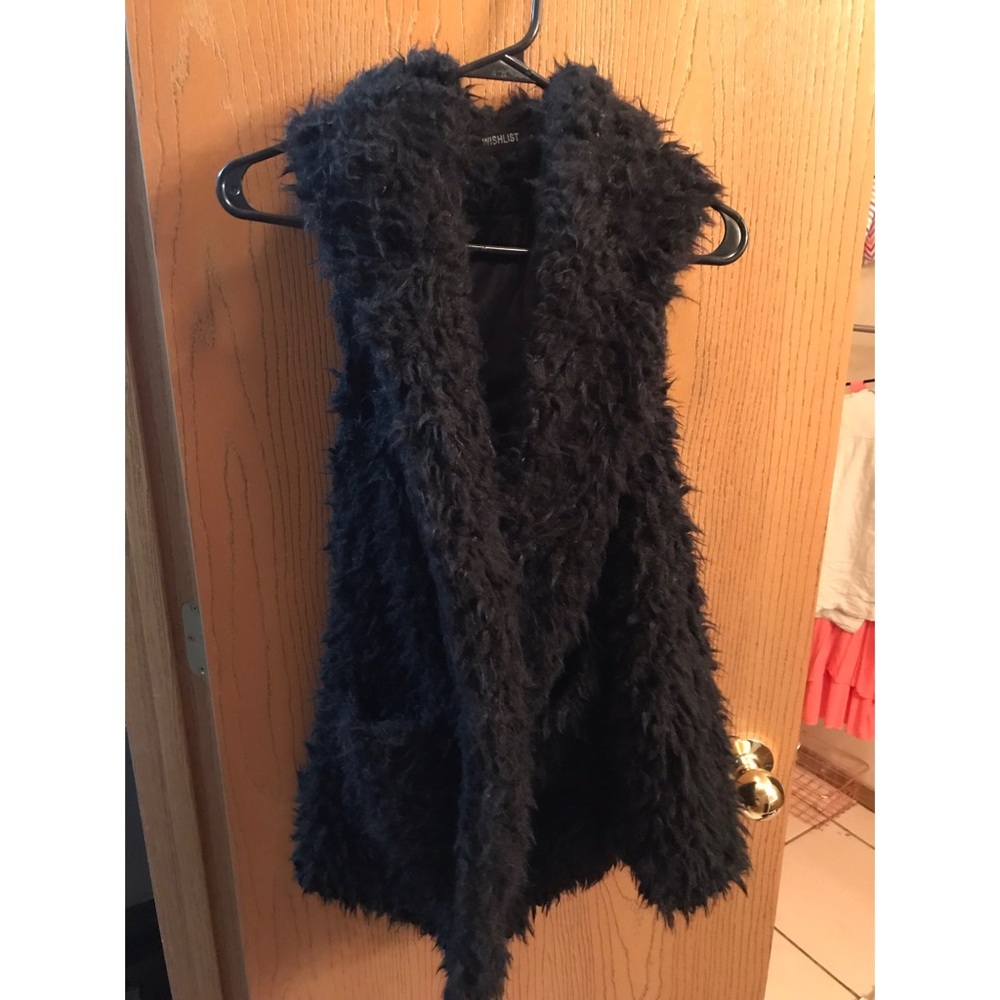 Black Fuzzy Wishlist Vest